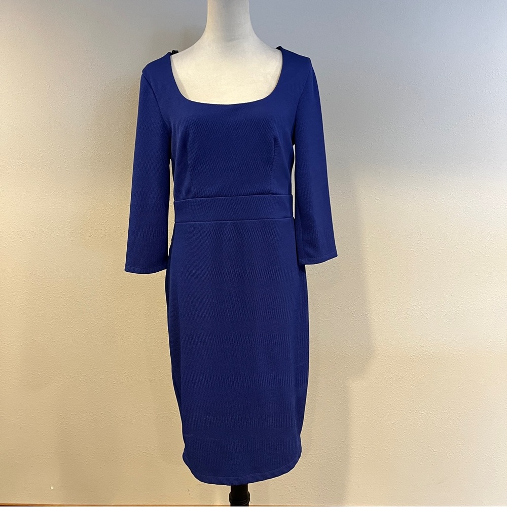 Bisou Bisou Royal Blue Long Sleeve start midi Dress size 10‎